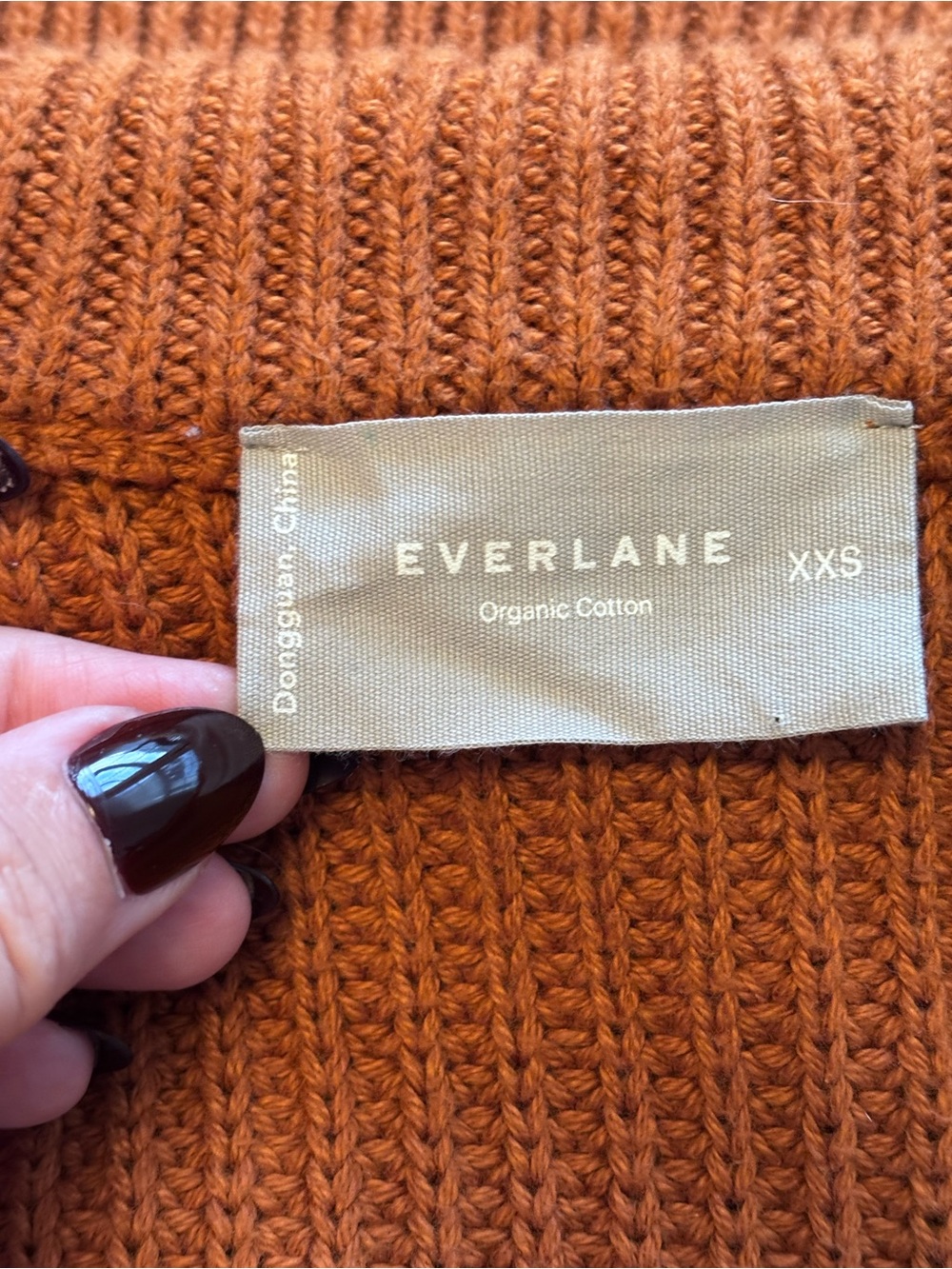 Everlane Organic Cotton Ribbed Zip-Up Sweater Jacket XXS Rust Brown - Picture 7 of 12